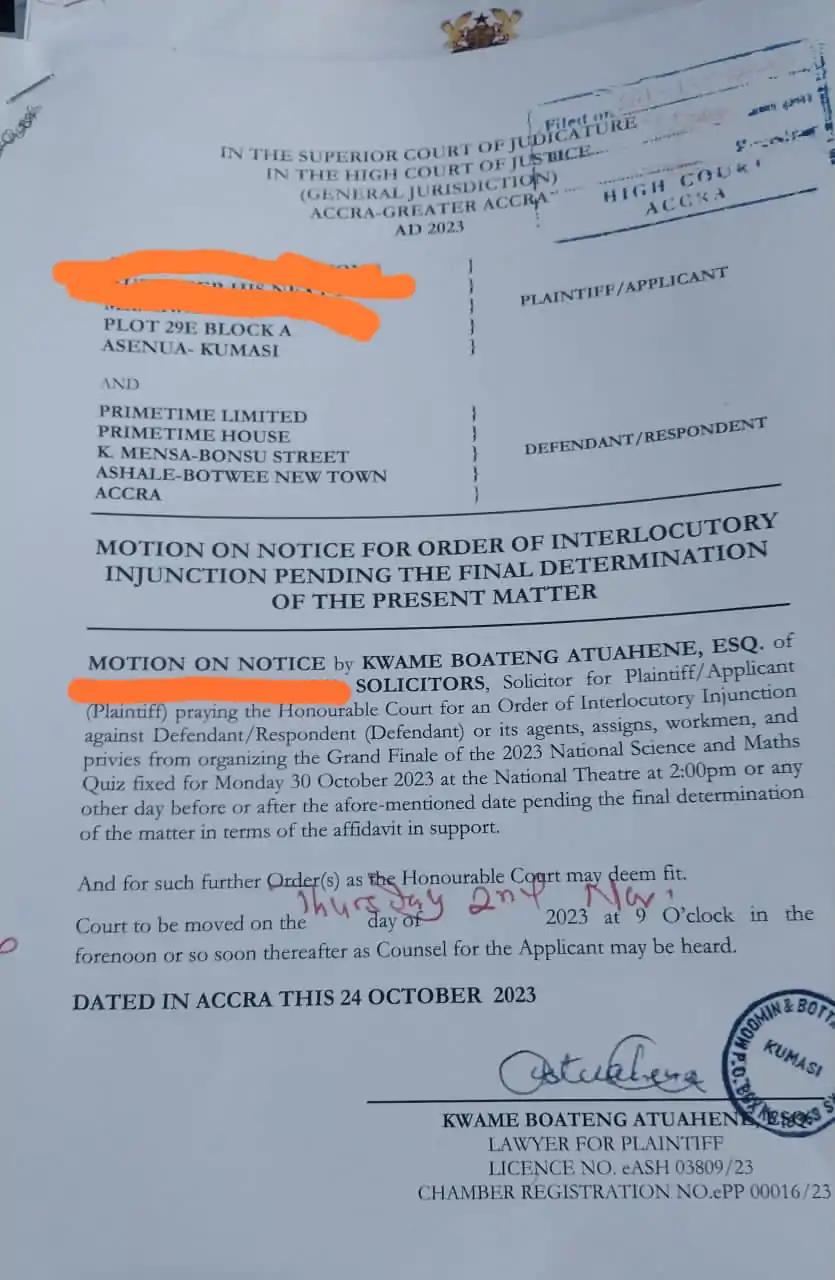 Prempeh College Sues NSMQ